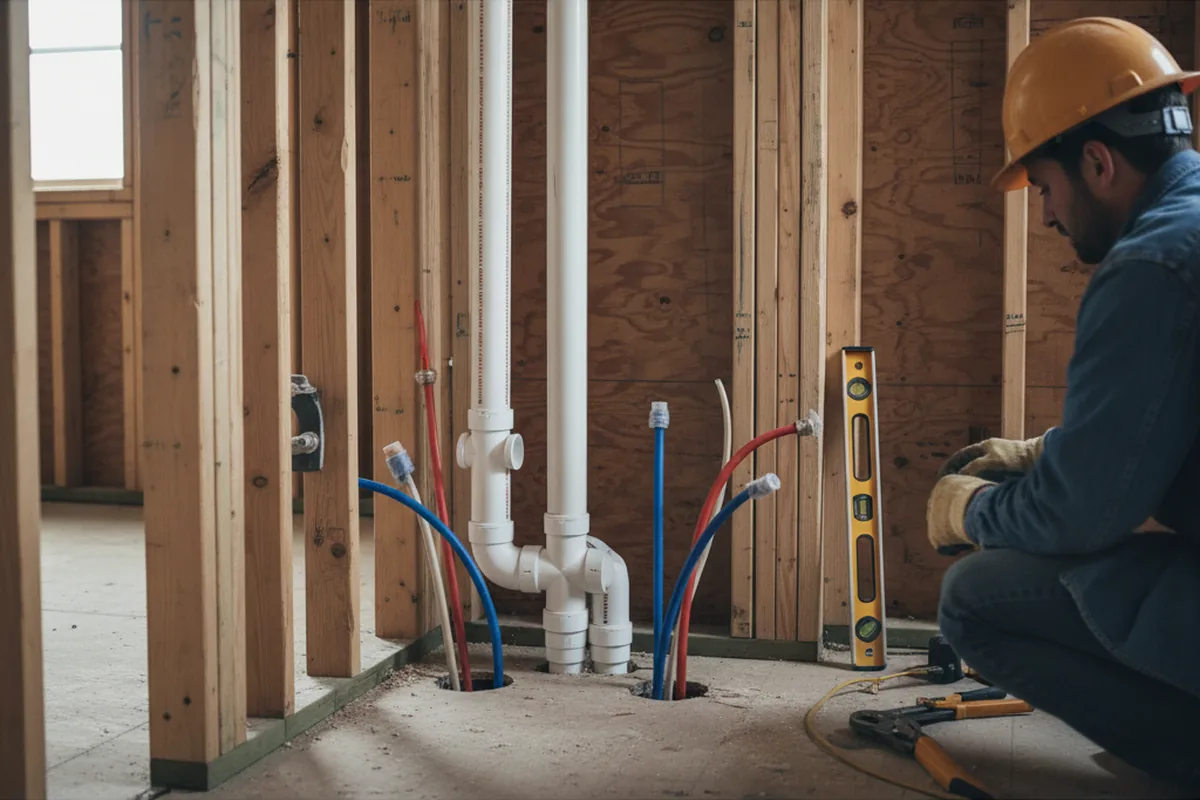 Drain and supply rough-in during Garbage Disposal Repair in Moncure