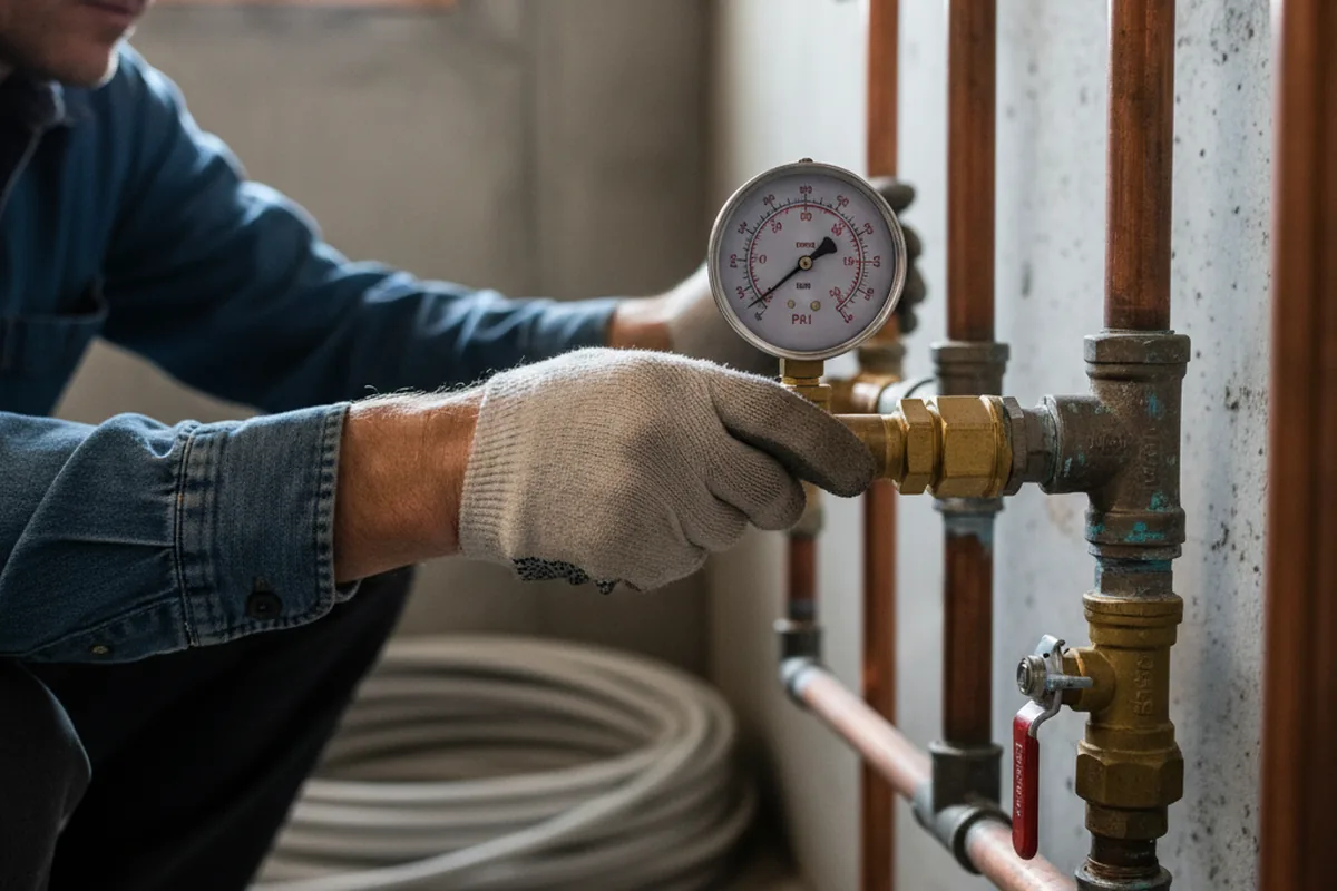 Pressure testing a repaired line during Water Line Repair in Moncure